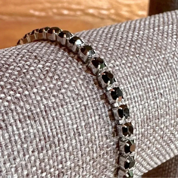 Waterproof Jet Black Onyx Colored CZ Stainless Steel Tennis Bracelet - Picture 4 of 4